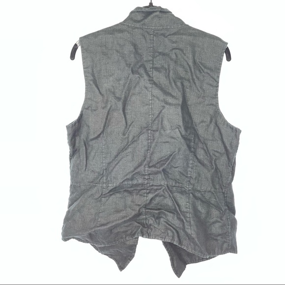 J.Jill Vest Cardigan Linen Waterfall Draped Open Front Asymmetrical Sleeveless - Picture 9 of 12